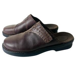 Clarks Brown Leather Mules